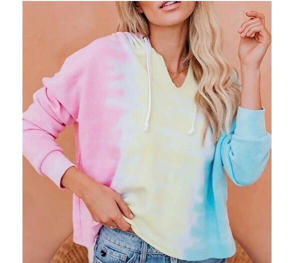 Women's Color Block Tie Dye Loose Pullover